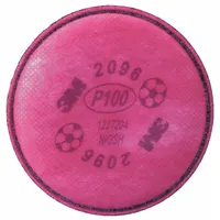 Magenta-colored bayonet-mount filter for 3M FF-400 Series reusable respirators. NIOSH rated for nuisance acid gas and P100 particulate. Supplied as a 2-pack. Used in industrial settings where low-level acid gas and particulate hazards are present
