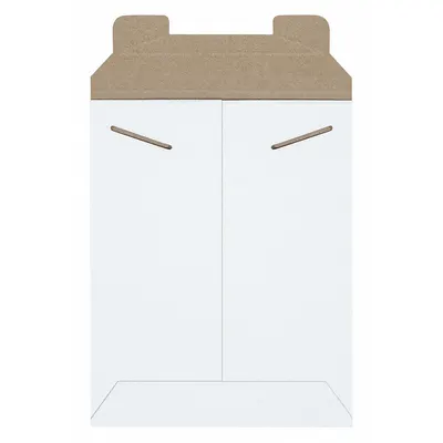 STAYFLATS Amplop Surat: 7 in x 9 in, 7 in x 9 in, 0.028 in Tebal Bahan, Putih - Stayflat Tab-Locking Chipboard Mailers