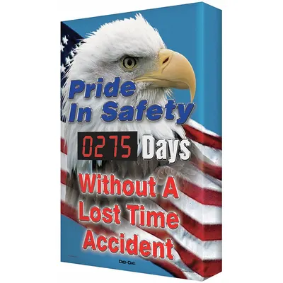 Papan Skor Elektronik ACCUFORM: Aluminium, Lubang Pemasangan Pemasangan Tanda - Pride In Safety ___ Days Without a Lost-Time Accident Safety Scoreboards