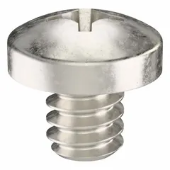 Pan head machine screw with #4-40 thread, 1/8 in length, 18-8 stainless steel, plain finish, Phillips drive, #1 drive size. Supplied in a 100-piece pack. Suitable for fastening components in light-duty assemblies, electronics enclosures, and machinery where a low-profile, corrosion-resistant fastener is needed.
