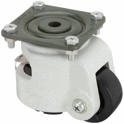 Roda Kasta Pelat: Tapak Nilon, 2 1/2 in Diameter Roda, 4 3/32 in Tinggi Pemasangan, Putar - General Purpose Leveling Plate Casters