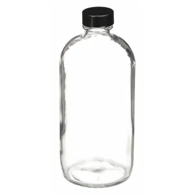 QORPAK Botol Sampel: 480 mL, Tidak Berwarna, 28-400, Fenolik, 12, PolyCone - Clear Narrow Mouth Round Glass Lab Bottles