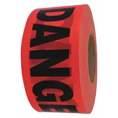 APPROVED VENDOR General Danger Messaging Barrier Tape, 3 in x 1000 ft, Red Polyethylene, Black Danger Legend