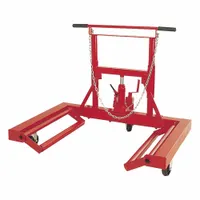 This single-wheel dolly is a lift-type unit designed for raising and moving heavy wheels and tires. With a maximum weight capacity of 1500 lb and an overall length of 31 in, it is suited for use in automotive, truck, and industrial maintenance shops for servicing large vehicle wheels without manual lifting