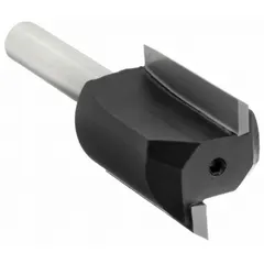 This carbide-tipped straight profile router bit is designed for wood routing applications. With a 1/2 in cutter diameter, it is suitable for cutting dadoes, grooves, and rabbets in cabinetry, furniture making, and general carpentry.