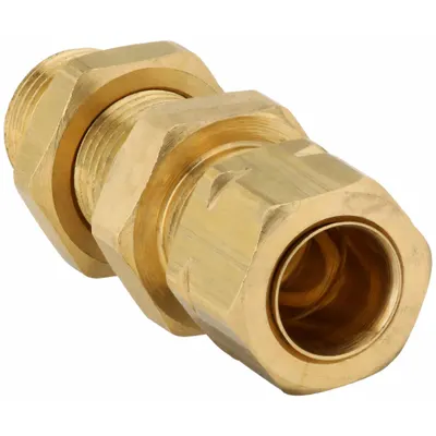 PARKER Sambungan Kompresi Union: 1/4 in OD x 1/4 in OD Ukuran Sambungan - Creep-Resistant Self-Aligning Brass Compression Fittings