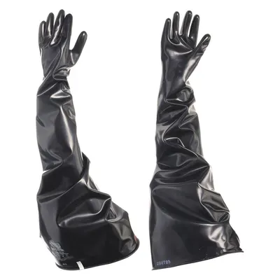 NORTH BY PIP Sarung Tangan Kotak Sarung Tangan: 8 in Ukuran Port, 15 mil Tebal, Hitam, 32 in Panjang Sarung Tangan - Butyl Glove-Box Gloves