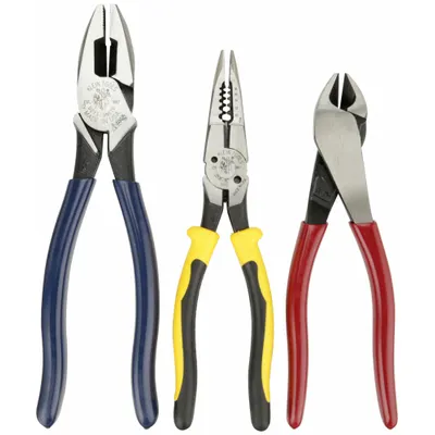 KLEIN TOOLS Set Tang: 3 Tang, Genggaman Bantalan Standar, Pegas Kembali - General Purpose Assorted Pliers Sets