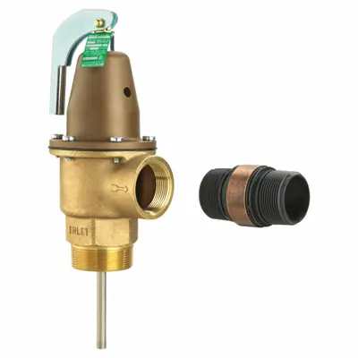 Watts Katup Pelepas: FNPTF x FNPTF, 1 in x 1 in, Paduan Silikon Tembaga - ASME Section XIII Hot Water Pressure Relief Valves