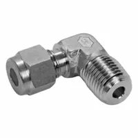 Double-ferrule compression fitting adapter for connecting 5/8 in OD tubing to 1/2 in male NPT threads. Made of stainless steel, part of the Let-Lok series. Used in industrial fluid systems to create leak-tight tube-to-pipe connections