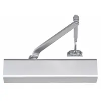 This Grade 1 heavy duty door closer features an adjustable spring size 6 and parallel arm mounting. Suitable for interior or exterior use, it is ADA compliant and designed for controlled door closing in commercial or industrial settings
