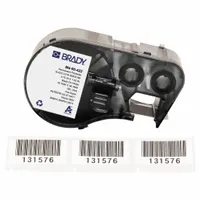 Combined Label and Ribbon Cartridge: 3/4 in x 1 1/2 in, 1 1/2 in, Polyester, Black on White (MPN M4-90-422)