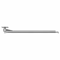 Stainless steel ceiling boom for overhead hose routing in vehicle wash systems. Includes a 90° swivel for flexible positioning. Inlet connection is 1/2 in NPTF. Maximum operating pressure is 2,200 psi