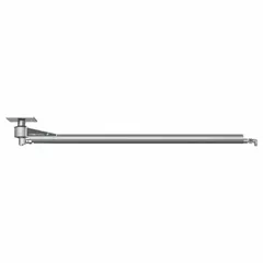 Stainless steel ceiling boom for overhead hose routing in vehicle wash systems. Includes a 90° swivel for flexible positioning. Inlet connection is 1/2 in NPTF. Maximum operating pressure is 2,200 psi.