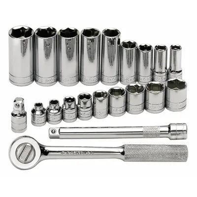 Set Kunci Soket SK PROFESSIONAL TOOLS: Penggerak 3/8 in, 21 Buah, 6-Point, SAE - SAE Socket Sets with Drive Tools