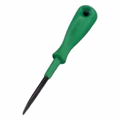 Partially-insulated operating tool with a 3.5 x 0.5 mm blade and 100 mm overall length. Single-way design with partially insulated shaft for electrical work. Used for actuating terminal blocks and connectors in control panels and junction boxes.
