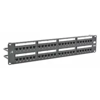 HUBBELL PREMISE WIRING Patch Panel: Flat, 2 Rack Units, 48 Ports, 6, IDC, 4-Pr PoE (4PPOE), Steel (MPN HP648)