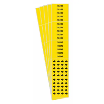 BRADY Penanda Pipa: Toluena, Kuning, Hitam, Cocok untuk Diameter Luar Pipa 3/4 in dan Lebih Kecil - Toluene Adhesive Pipe Markers