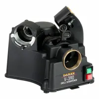 This DAREX drill bit sharpener is designed to resharpen dull or damaged drill bits ranging from 1/8 in to 3/4 in diameter. It restores point angles between 118° and 140°, extending tool life and improving drilling accuracy. Suitable for use in machining, maintenance, and fabrication settings