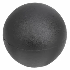 Ball knob with a 1.25 in diameter, molded plastic body, and a steel threaded insert. Features a 3/8"-16 thread size for mounting on studs or screws. Commonly used as a hand-operated control on machinery, valves, and adjustment mechanisms.