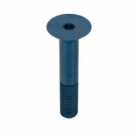 Flat head socket cap screw with M10x1.50 metric thread, 60 mm length, and 6 mm drive size. Made of alloy steel with a blue phosphate finish. Sold in a 5-pack. Used for fastening components where a flush surface is required, such as in machinery, jigs, and fixtures
