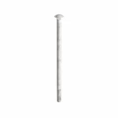 Square neck carriage bolt made of Grade 2 steel with a 3/8"-16 thread and 8-inch length. Sold in a pack of 10. The square neck prevents rotation during tightening, making it suitable for fastening metal to wood or metal to metal in construction and industrial applications.