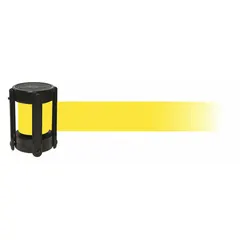 This replacement belt cassette is designed for use with compatible TENSABARRIER barrier posts. It features a 7 1/2-foot belt length and a 4-inch overall height, with no pattern on the belt. The cassette includes a receiver and tape end piece for installation. Commonly used in pedestrian traffic management and crowd control applications.