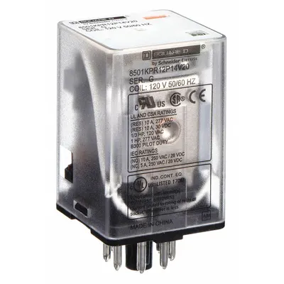 SCHNEIDER Relai Tujuan Umum: Dipasang di Soket, Peringkat Arus 10 A, 120V AC, DPDT - Socket-Mounted Relays