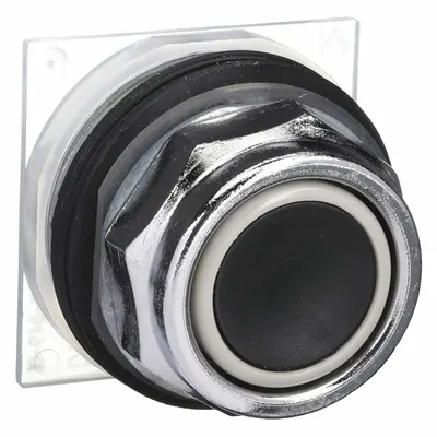 SCHNEIDER Tombol Tekan Rata: Hitam, Ukuran Pemasangan 30 mm, Logam - Flush-Mount & Recessed Push-Button Operators
