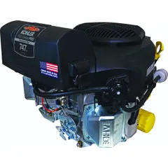 This KOHLER vertical-shaft gasoline engine delivers 26 hp and 42.4 lb-ft gross torque. It features electric start and a 1.125-inch diameter keyway shaft configuration. The engine is supplied without a muffler. Suitable for use in commercial turf equipment, zero-turn mowers, and generators.