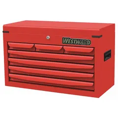 This light-duty top chest features seven drawers for organizing tools and small parts. It includes drawer liners to protect stored items. Overall dimensions: 26 in width, 12-1/8 in depth, 16 in height.