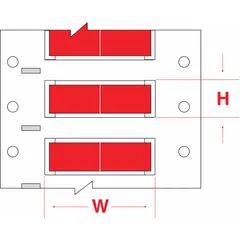 Polyolefin sleeve label roll in red matte finish. Each label measures 1/2 in x 3/4 in and fits wire gauges from 1 AWG to 8 AWG. Compatible with BBP72 printer series. Used for permanent identification of wires and cables in electrical panels and machinery.