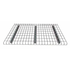 This waterfall wire decking is designed for use with standard-channel pallet rack systems. Constructed from galvanized steel with a silver finish, it features a 6-gauge wire deck and a waterfall edge. The decking provides a secure, flat surface for storing boxes, cartons, or irregular loads, improving load stability and preventing items from falling through rack openings.