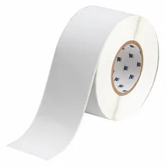 Continuous label roll made of polyvinyl fluoride with black print on white background. Designed for wire gauges 22 AWG to 16 AWG. Compatible with BBP12 printer series and requires IP-R4307 ribbon. Used for permanent identification of wires in electrical panels, control cabinets, and cable management.