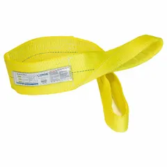 This STREN-FLEX Type 3 high-visibility polyester flat-eye web sling has a 3 ft sling length, 11 in eye length, and 2 plies. It features a wear-resistant tag for long-term identification. Used for lifting and rigging heavy loads in industrial settings, the high-visibility design aids safety during overhead lifting operations.
