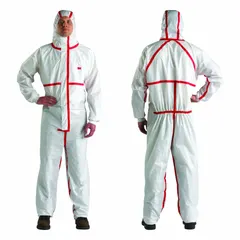 Non-sterile cleanroom coverall for ISO Class 1 and above environments. Constructed from non-microporous PE laminate with anti-static properties and taped seams. Features elastic hood, cuffs, wrists, and ankles, plus a zipper closure. Individually packaged, clean processed, and provides protection against radioactive particulate and bloodborne pathogens.