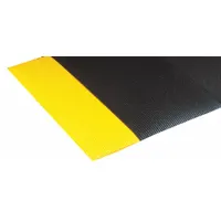 Antifatigue Runner: Ribbed, 2 ft x 60 ft, 1/2 in Thick, Black with Yellow Border, PVC Foam (MPN 413R0024BY)
