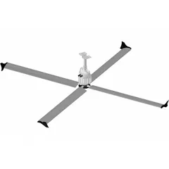 The SKYBLADE G420 Series industrial HVLS ceiling fan is designed for large commercial and industrial spaces such as warehouses, distribution centers, and manufacturing plants. It delivers 29,942 cfm airflow from a 7 ft blade diameter, operates on 230V AC single-phase power at 4.1 A, and features variable speed control. This fan does not include a light kit.