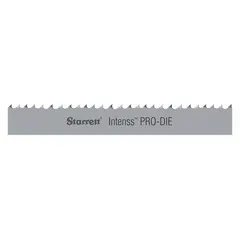 Bi-metal band saw blade with Intenss PRO-DIE design and hook cutting edge. Length 10 ft 4 in, tooth configuration 10/14 variable pitch. Suitable for cutting stainless steel and hard alloys in die-steel and tool-steel applications.