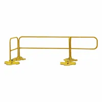 This permanent steel guardrail from GARLOCK SAFETY SYSTEMS measures 5 1/8 ft by 3 3/8 ft with a mid-rail height of 18 3/4 in. It is yellow and designed for permanent mount installations. Typical applications include perimeter protection and hazard demarcation in industrial environments