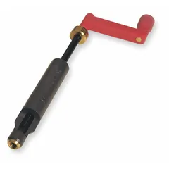 Plastic prewinder tool for installing helical inserts into tapped holes. Compatible with metric coarse right-hand threads and 18-8 stainless steel inserts. Overall length 8 in. Used to align and seat inserts for thread repair in metal or plastic components.