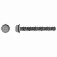 This heavy-duty hex-head screw anchor is designed for fastening into concrete, block, or brick. Made from Grade 410 stainless steel with a plain finish, it features a self-threading tip and is removable. The anchor has an external hex head and is supplied in a 50-pack. Suitable for outdoor or corrosive environments where a removable anchor is required