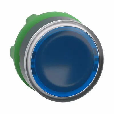 SCHNEIDER Tombol Tekan Rata: Biru, Ukuran Pemasangan 22 mm, Non-Logam - Illuminated Flush-Mount Push-Button Operators