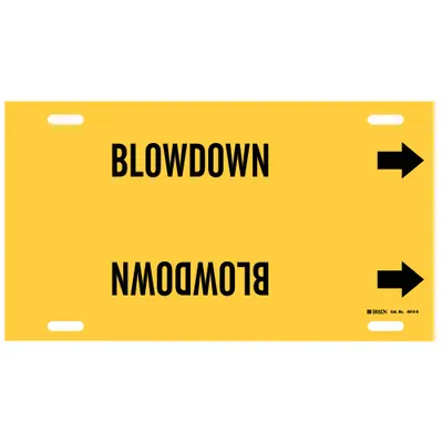 BRADY Penanda Pipa: Blowdown, Kuning, Hitam, Cocok untuk Diameter Luar Pipa 8 hingga 9 7/8 in, 1 Penanda Pipa - Blowdown Strap-On Pipe Markers