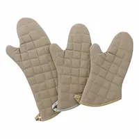 R&R TEXTILE Oven Mitt: 400°F Max Temp, 15 in Overall Lg, Quilted Cotton, Tan (MPN 1310-15)