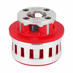 This die head is designed for cutting NPT threads on 3/4 in pipe using a handheld pipe threader. Constructed from high speed steel, it produces right-hand threads. Suitable for plumbing, piping, and mechanical contracting applications.