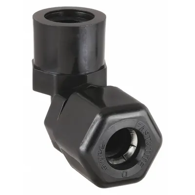 PARKER Siku Fitting Kompresi: 5/8 in OD x 1/2 in Ukuran Pipa, Kompresi x FNPTF - Polypropylene Compression Tube Fittings