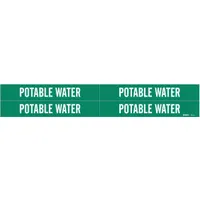 Pipe Marker: Potable Water, Green, White, Fits 3/4 to 2 3/8 in Pipe O.D., 4 Pipe Markers (MPN 7219-4)