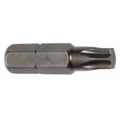 Torx insert bit with T27 size, imperial measurement, and hex drive. Made from S2 steel. Sold in a 5-pack. Used for driving Torx fasteners in assembly and maintenance applications.