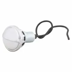 12V DC incandescent courtesy light with clear round lens and surface-mount design. Features a pigtail electrical connection for straightforward installation. Suitable for illuminating stepwells and compartments in vehicles and equipment.